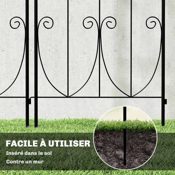 Support pour Plantes Grimpantes avec Oiseaux, Lot de 2, Treillis de Jardin, pour Légumes, Vignes, Fleurs, en Métal, 50 x 220 cm, Noir