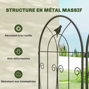 Support pour Plantes Grimpantes avec Oiseaux, Lot de 2, Treillis de Jardin, pour Légumes, Vignes, Fleurs, en Métal, 50 x 220 cm, Noir