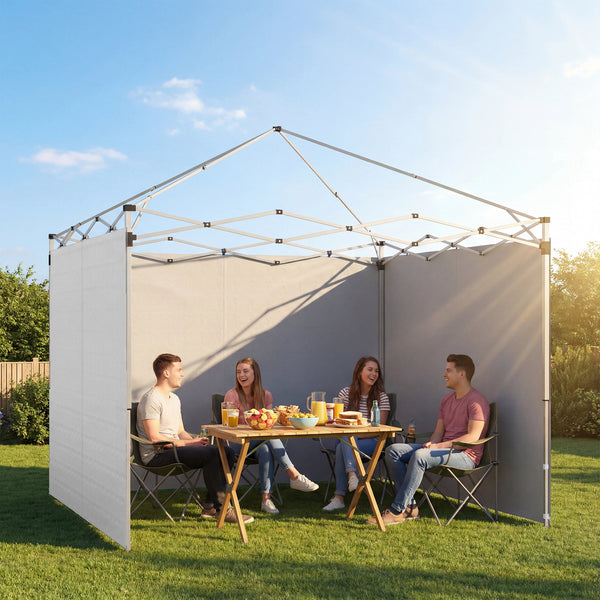 Lot de 3 parois latérales pour tonnelle de 3 x 3 m, Panneaux Latéraux pour pavillon, fermeture éclair, en tissu Oxford, blanc
