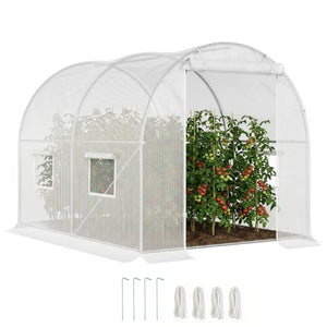 Serre de Jardin Tunnel 6 m² 3L x 2l x 1,9H m Acier galvanisé renforcé diamètre 2,4 cm + PE Haute densité fenêtres Porte Blanc