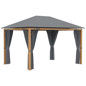 Tonnelle de jardin 4 x 3 m tonnelle aluminium pavillon de jardin avec rideaux et toile de toit en polyester protection solaire