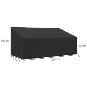 Housse de canapé exterieur imperméable 3 places, housse de banc de jardin 600D tissu oxford, bache de canapé extérieur pour balcon, terrasse, 218 x 111 x 63/101 cm, noir