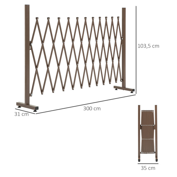 Barrière Extensible rétractable barrière de sécurité 300L x 31l x 104H cm alu métal Chocolat