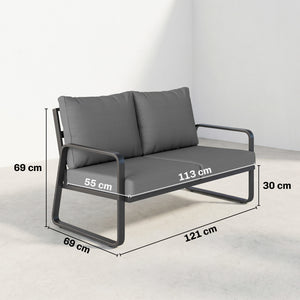 Canapé de Jardin 2 Places avec Coussins Épais, Housses Amovibles et Accoudoirs Modernes, Salon de Jardin Capacité 240 kg, Canapé d'Extérieur pour Balcon, Gris Clair