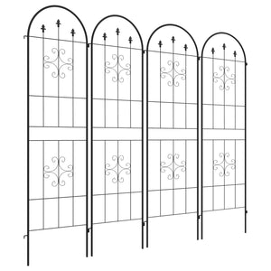 Lot de 4 treillis de jardin, support pour plantes grimpantes en acier, 50L x 180H cm, noir
