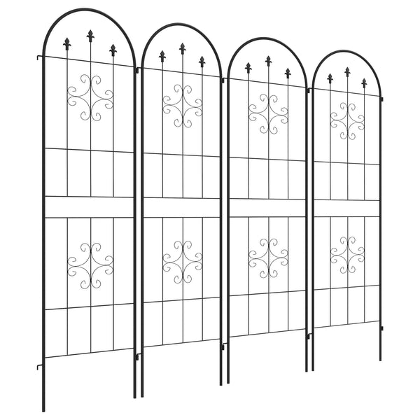 Lot de 4 treillis de jardin, support pour plantes grimpantes en acier, 50L x 180H cm, noir