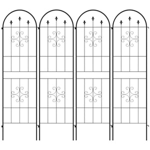 Lot de 4 treillis de jardin, support pour plantes grimpantes en acier, 50L x 180H cm, noir