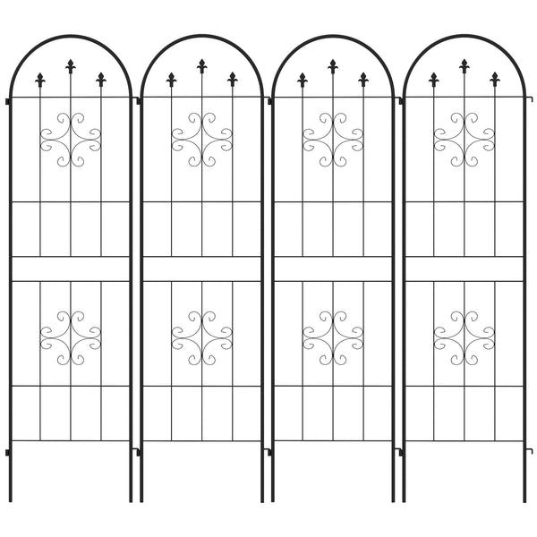 Lot de 4 treillis de jardin, support pour plantes grimpantes en acier, 50L x 180H cm, noir