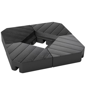 Lot de 4 dalles de parasol Poids de lestage carré pour parasols déportés pieds croix - à remplir d'eau ou de sable jusqu'à 60/80 kg - Noir