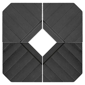 Lot de 4 dalles de parasol Poids de lestage carré pour parasols déportés pieds croix - à remplir d'eau ou de sable jusqu'à 60/80 kg - Noir