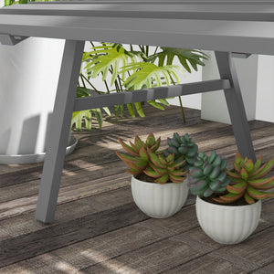 Banc de jardin banquette extérieur 2 Places Assise Dossier à Lattes, en aluminium, dim. 123L x 67l x 79H cm, gris