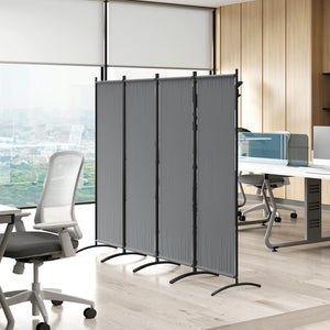Paravent 221 x 172 cm, paravent de jardin à 4 panneaux, cloison de séparation avec pieds larges, pour terrasse, piscine, balcon, en tissu polyester de 180 g/m², gris foncé