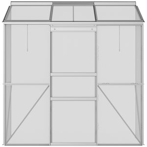 Serre adossée, serre de jardin, fenêtres ouvrables à 5 niveaux, panneau en polycarbonate, cadre en aluminium, 192 x 68 x 196 cm, transparent
