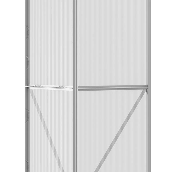 Serre adossée, serre de jardin, fenêtres ouvrables à 5 niveaux, panneau en polycarbonate, cadre en aluminium, 192 x 68 x 196 cm, transparent