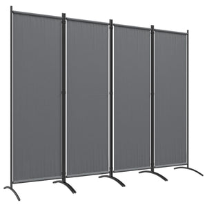 Paravent 221 x 172 cm, paravent de jardin à 4 panneaux, cloison de séparation avec pieds larges, pour terrasse, piscine, balcon, en tissu polyester de 180 g/m², gris foncé