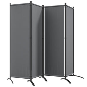 Paravent 221 x 172 cm, paravent de jardin à 4 panneaux, cloison de séparation avec pieds larges, pour terrasse, piscine, balcon, en tissu polyester de 180 g/m², gris foncé