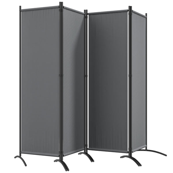 Paravent 221 x 172 cm, paravent de jardin à 4 panneaux, cloison de séparation avec pieds larges, pour terrasse, piscine, balcon, en tissu polyester de 180 g/m², gris foncé
