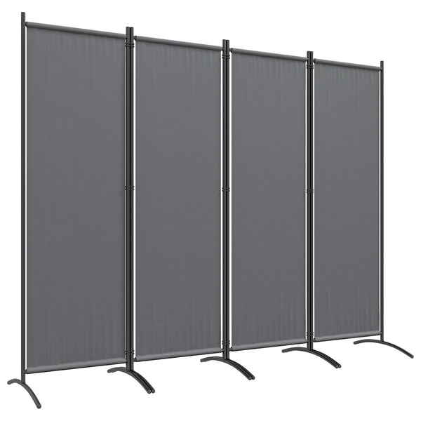 Paravent 221 x 172 cm, paravent de jardin à 4 panneaux, cloison de séparation avec pieds larges, pour terrasse, piscine, balcon, en tissu polyester de 180 g/m², gris foncé
