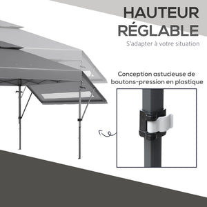 Tonnelle pop-up jardin barnum Pliant 5 x 3 m, tissu oxford avec 2 parois réglables, facile à monter, sac à transport à roulettes inclus gris