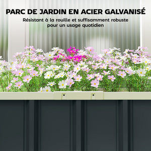 Jardinière surélevée en acier galvanisé, lit de jardin avec gants et bords pliés, carré potager de jardin pour fleurs, herbes, légumes, 165 x 52 x 31 cm, gris foncé