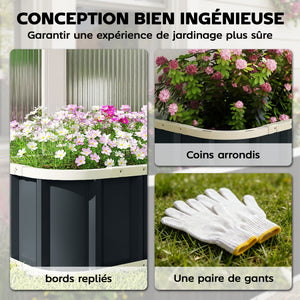 Jardinière surélevée en acier galvanisé, lit de jardin avec gants et bords pliés, carré potager de jardin pour fleurs, herbes, légumes, 165 x 52 x 31 cm, gris foncé
