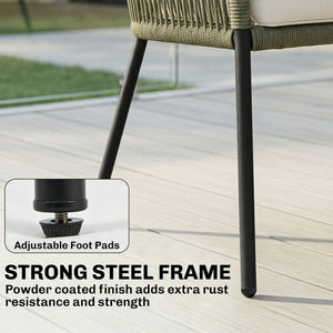 Salon de Jardin Extérieur 4 Places - PP Rond Tressé avec Canapé 2 Places, 2 Fauteuils et Table Basse Verre Trempé - Mobilier de Jardin pour Balcon Terrasse avec Coussins Déhoussables, Crème
