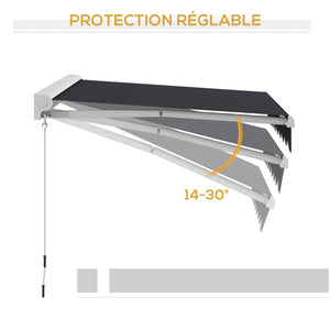 Store banne électrique et Manuel rétractable dim. 295L x 250l m télécommande fournie aluminium Polyester Haute densité imperméabilisé Anti-UV, gris