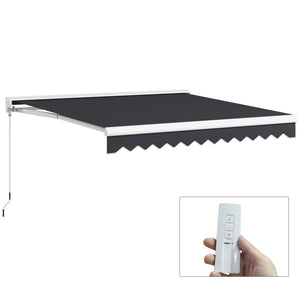 Store banne électrique et Manuel rétractable dim. 295L x 250l m télécommande fournie aluminium Polyester Haute densité imperméabilisé Anti-UV, gris