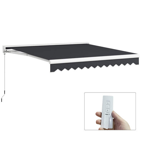 Store banne électrique et Manuel rétractable dim. 295L x 250l m télécommande fournie aluminium Polyester Haute densité imperméabilisé Anti-UV, gris