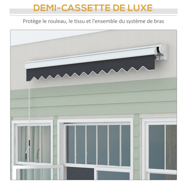 Store banne électrique et Manuel rétractable dim. 295L x 250l m télécommande fournie aluminium Polyester Haute densité imperméabilisé Anti-UV, gris
