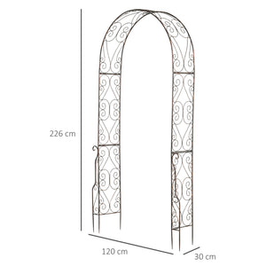 Arche de Jardin Arche à rosiers Style Fer forgé dim. 120L x 30l x 226H cm métal époxy Noir Vieilli cuivré