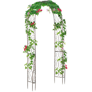 Arche de Jardin Arche à rosiers Style Fer forgé dim. 120L x 30l x 226H cm métal époxy Noir Vieilli cuivré