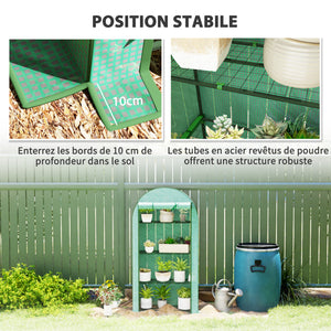 Serre de jardin serre de balcon avec étagères à 4 niveaux, cadre en acier, bâche en PE pour légumes, plantes, fleurs, toutes saisons, 105 x 45 x 160 cm, vert