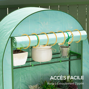 Serre de jardin serre de balcon avec étagères à 4 niveaux, cadre en acier, bâche en PE pour légumes, plantes, fleurs, toutes saisons, 105 x 45 x 160 cm, vert