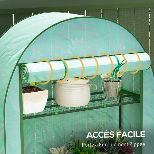 Serre de jardin serre de balcon avec étagères à 4 niveaux, cadre en acier, bâche en PE pour légumes, plantes, fleurs, toutes saisons, 105 x 45 x 160 cm, vert
