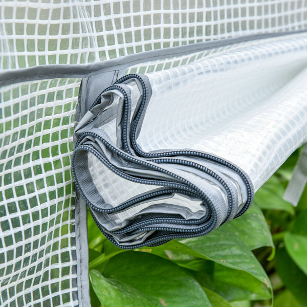 Serre de Jardin PE avec Étagères 4 Niveaux, Serre de Balcon, Bâche Renforcée 140g/m², Châssis en Acier, Porte Zippée Enroulable, pour Légumes et Plantes, Extérieur, 70x50x160cm, Blanc et Gris