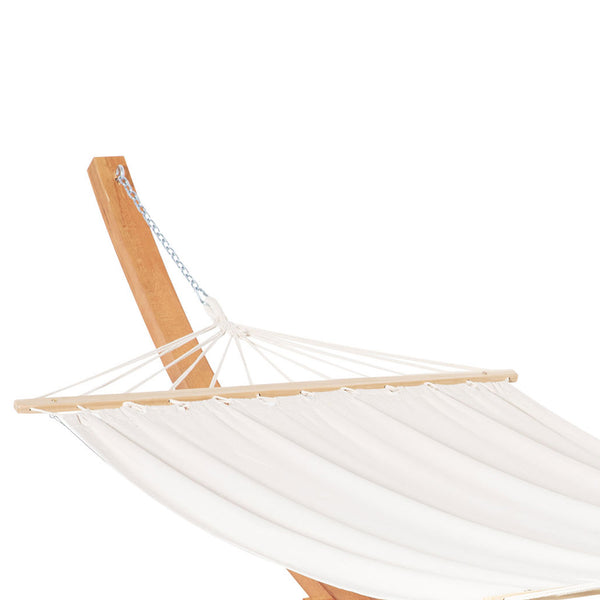 Hamac de Jardin avec Support en Bois hamac sur Pied 1 Personne 3,92L x 1,2l x 1,1H m Coloris crème Marron