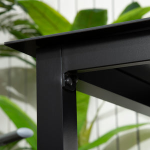 Table de jardin carrée table de salle à manger extérieur pour 4 personnes avec plateau en verre trempé et cadre en aluminium 80 x 80 x 74 cm noir