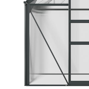 Serre de jardin polycarbonate 3,65 m² serre en aluminium pour le jardin 190 x 192 x 201 cm résistant aux UV, avec fondation renforcé, gouttière, lucarne et porte coulissant, Gris