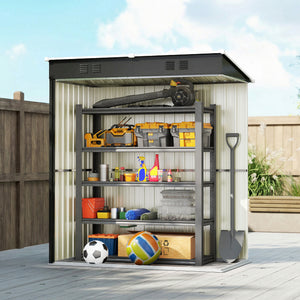 Abri de Jardin en Métal 1,37m² 163x90x179cm, Acier Galvanisé - Armoire de Jardin Adossable avec 2 Grilles d'Aération et Toit Incliné Anti-UV - Cabanon de Stockage pour Outils, Gris Foncé