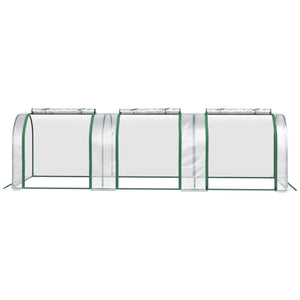 Mini Serre de Jardin mini serre tunnel serre à tomates 3L x 1l x 0,8H m Acier PVC Haute densité Anti-UV 3 fenêtres avec Zip enroulables Vert et Transparent