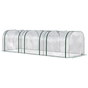Mini Serre de Jardin mini serre tunnel serre à tomates 3L x 1l x 0,8H m Acier PVC Haute densité Anti-UV 3 fenêtres avec Zip enroulables Vert et Transparent