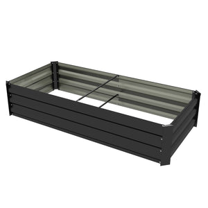 Jardinière rectangulaire potager de jardin bac à fleurs en acier avec bordure de sécurité et fond ouvert dim. 150L x 70l x 30H cm noir