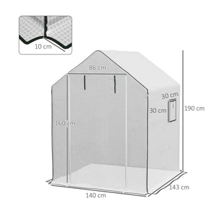 Bâche de remplacement pour serre de jardin 140 x 143 x 190 cm film de remplacement pour serre avec fenêtre et porte à fermeture éclair anti-UV Protection des plantes pour le jardin Blanc
