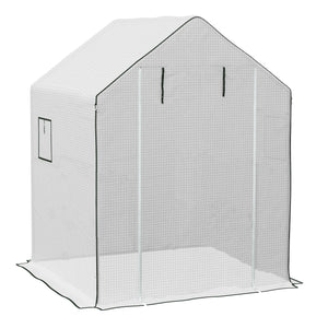 Bâche de remplacement pour serre de jardin 140 x 143 x 190 cm film de remplacement pour serre avec fenêtre et porte à fermeture éclair anti-UV Protection des plantes pour le jardin Blanc