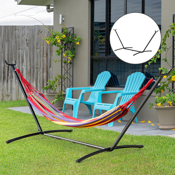 Support Pied de hamac Structure Robuste métal époxy Noir Hauteur réglable 6 Niveaux dim. 2,80L x 1,17l x 1,10H m