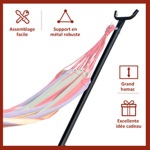 Support Pied de hamac Structure Robuste métal époxy Noir Hauteur réglable 6 Niveaux dim. 2,80L x 1,17l x 1,10H m
