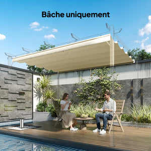 Toile de toit pour pergola tonnelle rétractable de 4 x 3 m - toile uniquement 350 x 260 cm crème