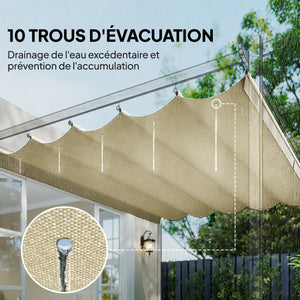 Toile de toit pour pergola tonnelle rétractable de 4 x 3 m - toile uniquement 350 x 260 cm crème