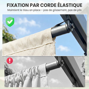 Toile de toit pour pergola tonnelle rétractable de 4 x 3 m - toile uniquement 350 x 260 cm crème